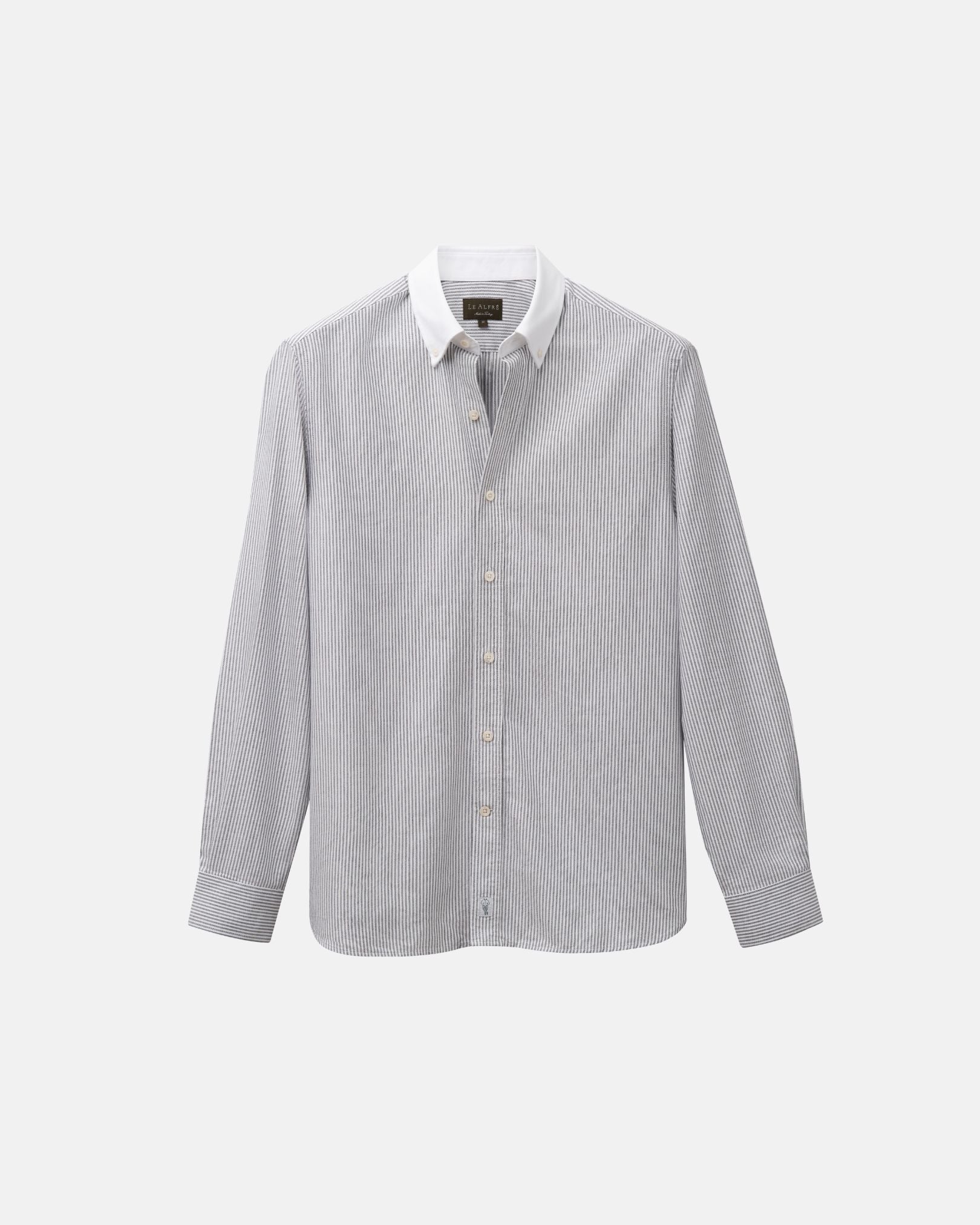 Image of Black Stripe Contrast Collar Oxford Shirt