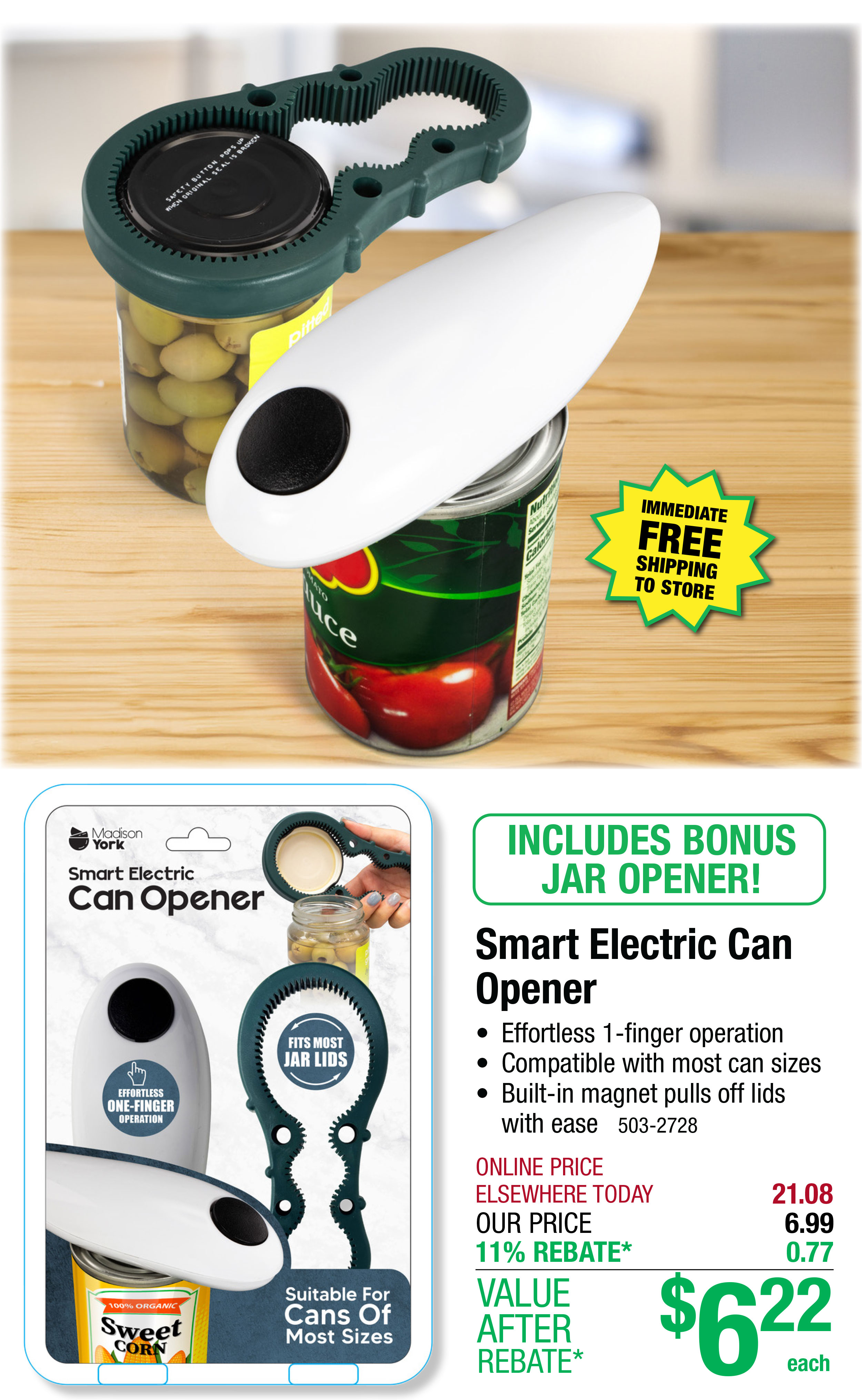 Smart Electric Can Opener - ONLY $6.22 After Rebate*!