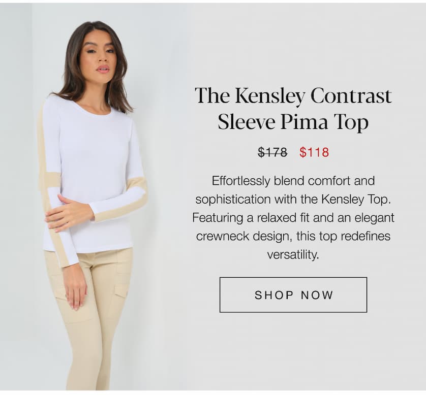 The Kensley Contrast Sleeve Pima Top. SHOP NOW