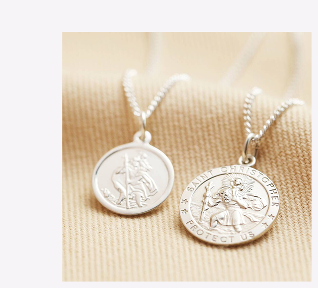 Sterling Silver St Christopher Pendant Necklace