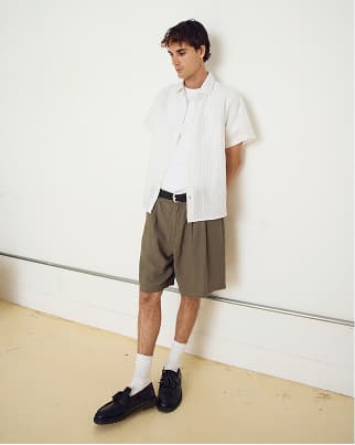 FOSTER PLEATED LINEN SHORT