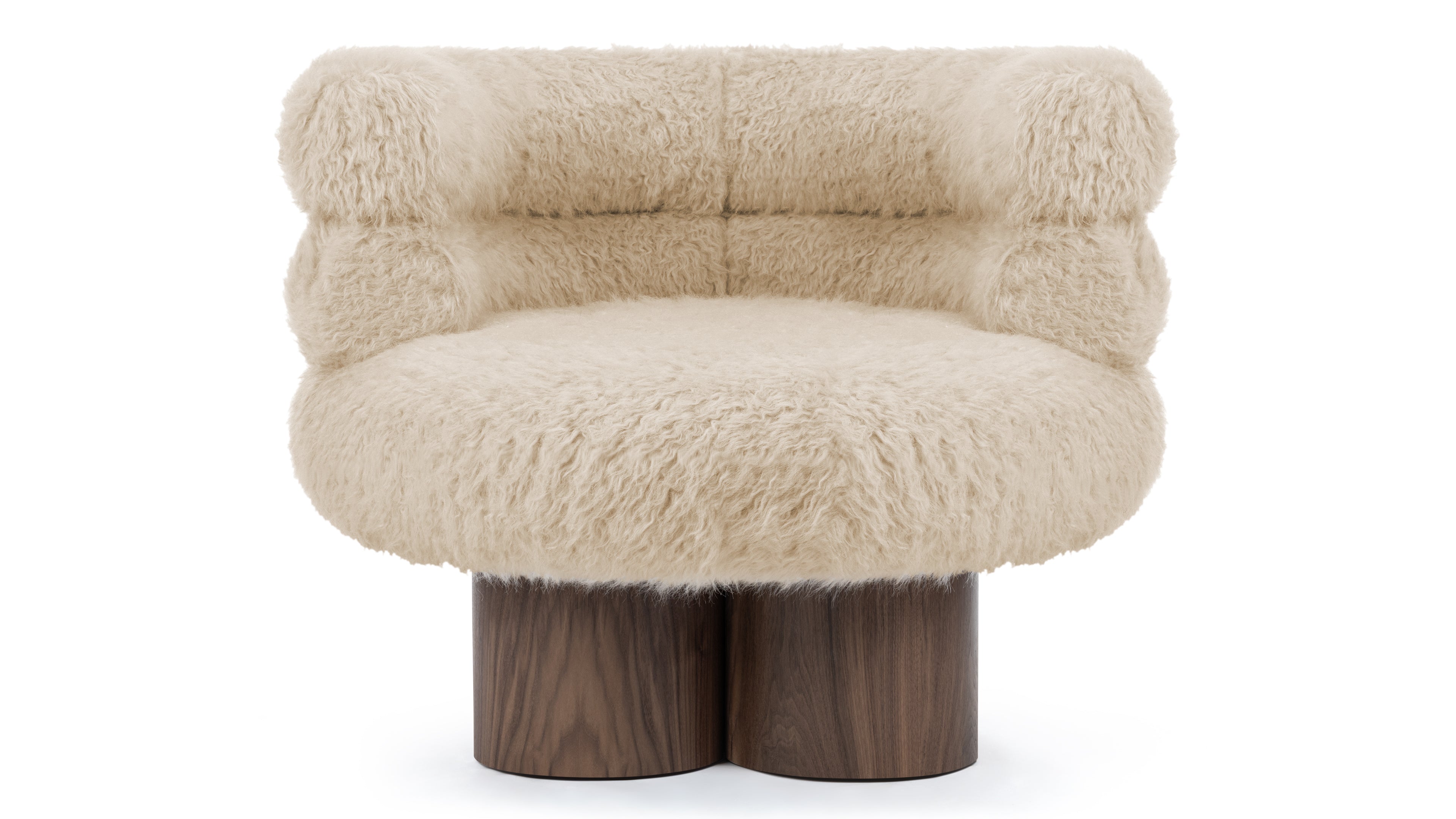 Image of Lana - Lana Chair, Almond Long Hair Sherpa and Walnut