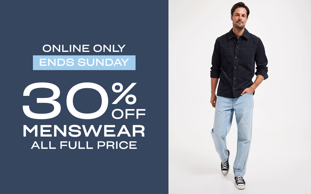 30% off meanswear. All full price