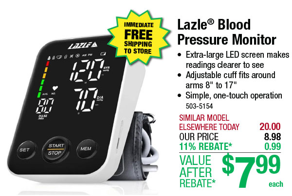 Lazle® Blood Pressure Monitor - ONLY $7.99 After Rebate*!
