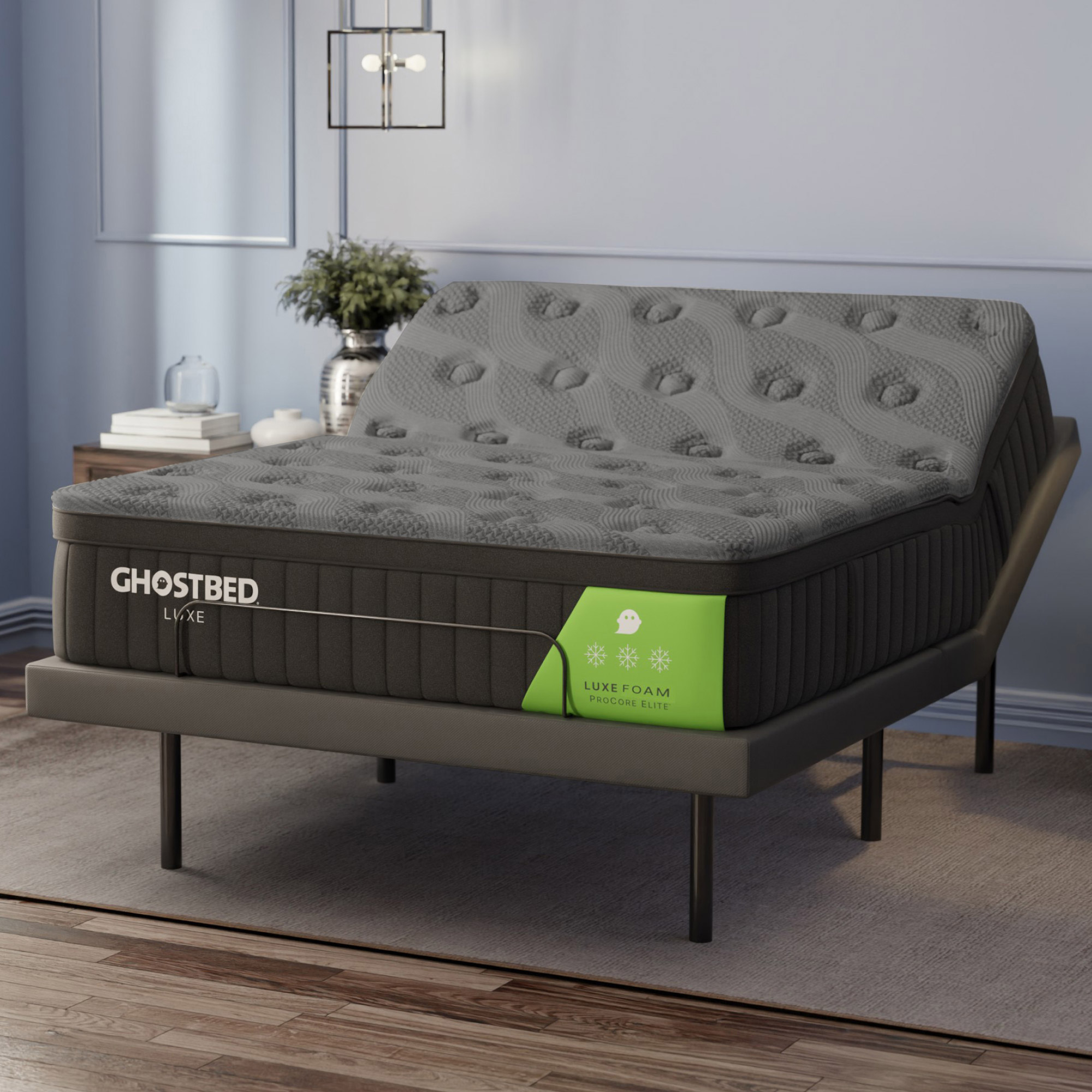 GhostBed Luxe 14” Memory Foam Mattress or Mattress with Adjustable Base