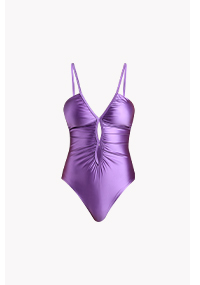 Earth Goddess Plunge Keyhole One Piece - Lavender
