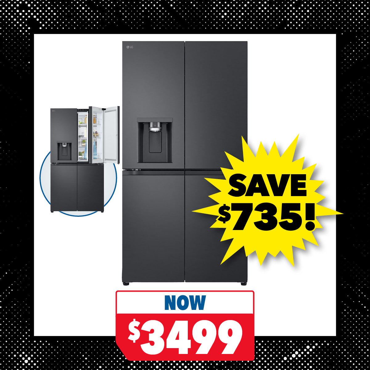 LG 638L Smart Quad Door Fridge Freezer with Ice & Water Dispenser
