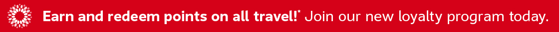 Earn and redeem points on all travel! Join our new loyalty program today.
