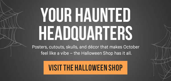 Your Haunted Headquarters: Posters, cutouts, skulls, and décor that makes October feel like a vibe – the Halloween Shop has it all.