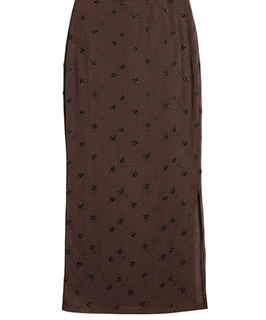 Beaded Knit Mid Rise Drawstring Skirt