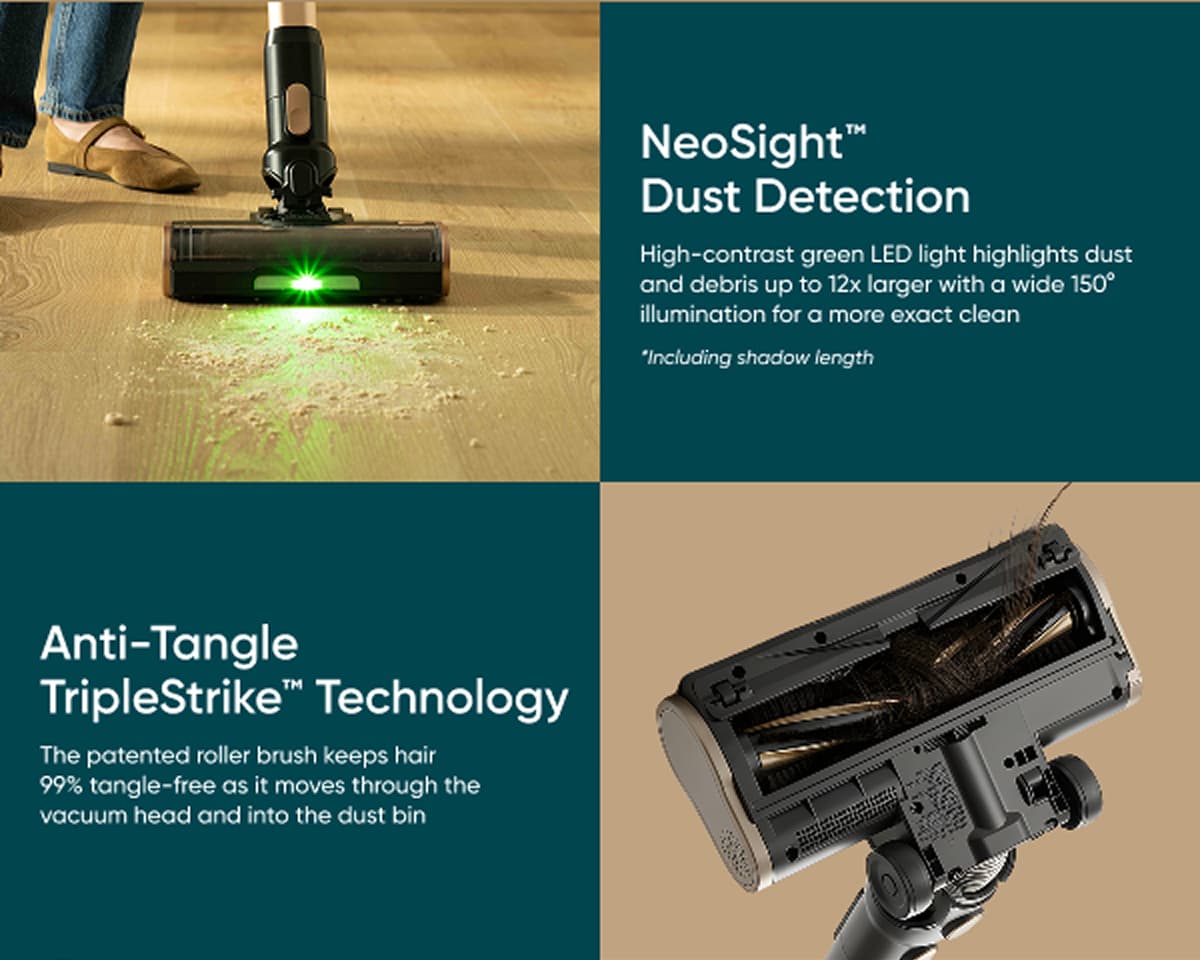 NeoSight dust detection; Antitangle triplestrike technology