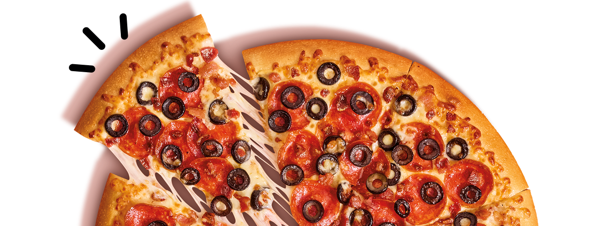 Pepperoni and Olive pizza.