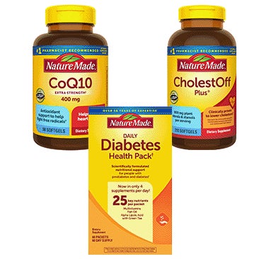 Nature Made CoQ10 400 mg, Daily Diabetes Health Pack or CholestOFF Plus