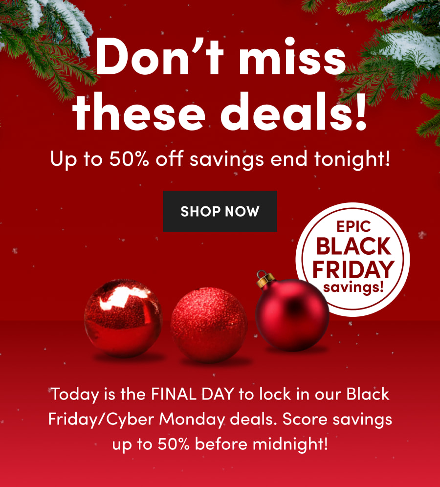 The nutribullet holiday sale offers 25%–50% off on everything from 11/20 to 12/4, featuring Christmas ornaments against a festive red background.