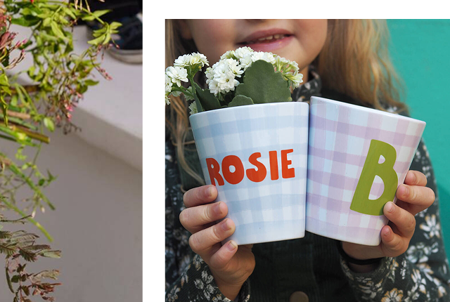 Personalised Gingham Plant Pot