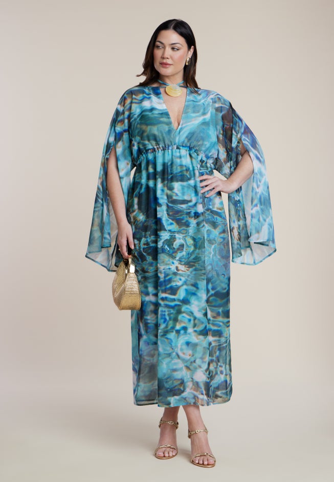Shell Detail Wide-Sleeve Kaftan