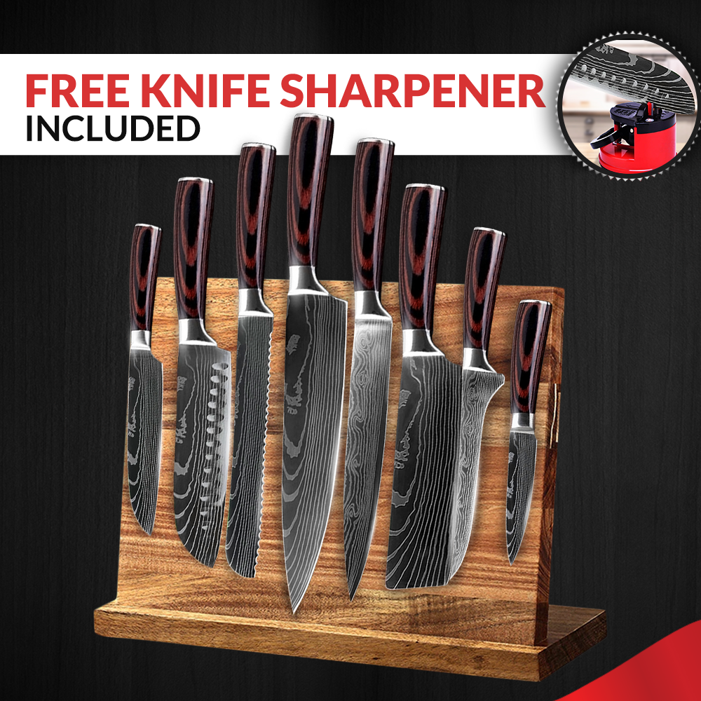 Image of 8-Piece Knife Set + Bamboo Magnetic Knife block