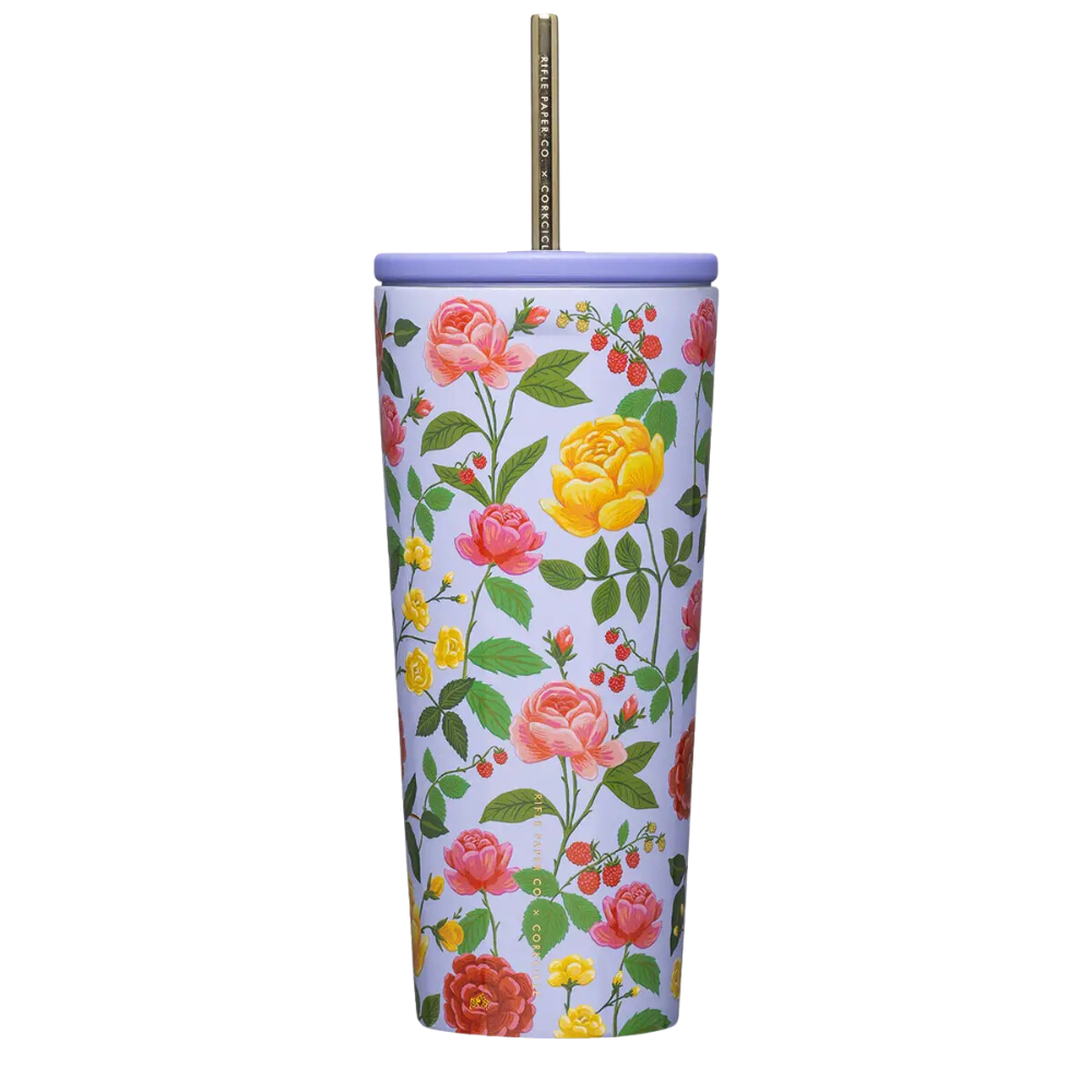 Image of Cold Cup - 24oz Rifle Paper - Roses Purple