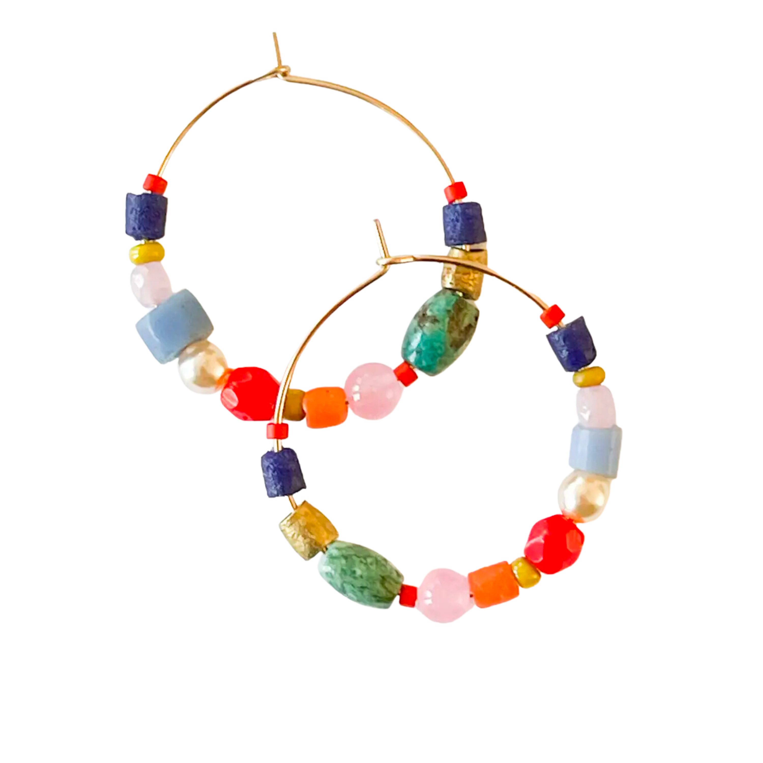 Image of Mixed Beaded Gold Filled Hoops