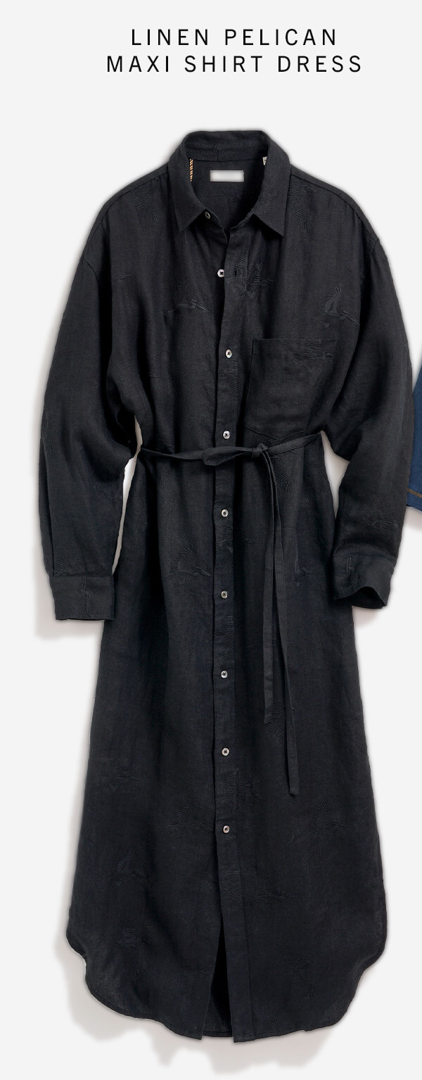 Linen Pelican Maxi Shirt Dress