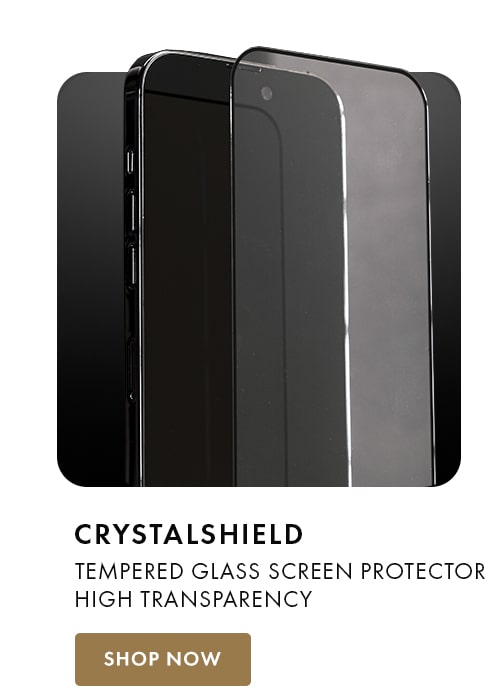 Crystalshield. Tempered glass screen protector. High transparency.