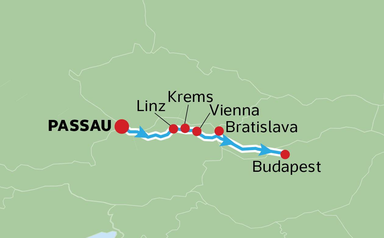 DANUBE RIVER CRUISE MAP