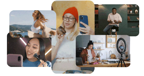 A collage gif of content creators 