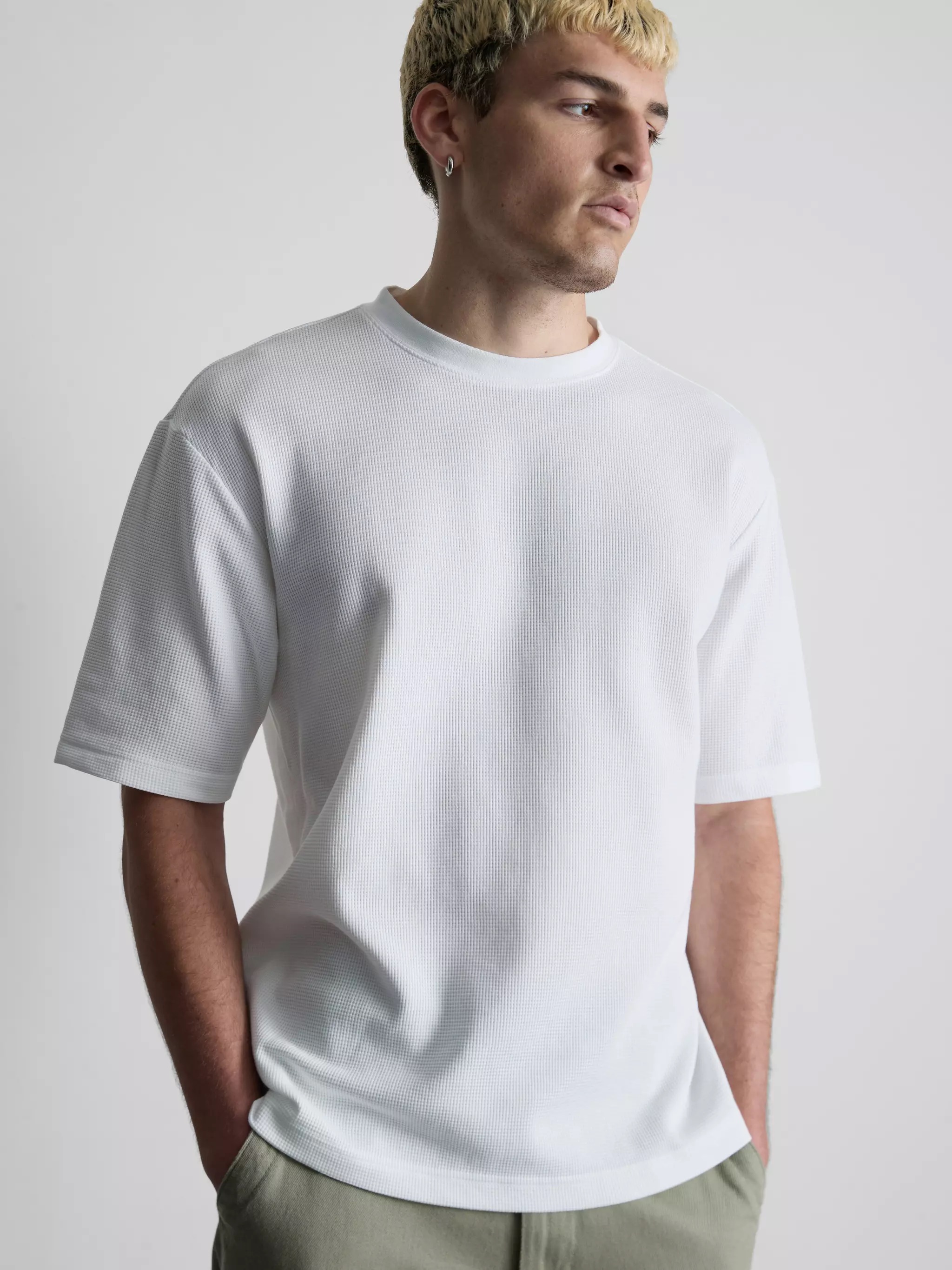 Man wearing Textured Boxy T-Shirt