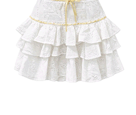 Tencel Embroidered Tiered Mini Skirt