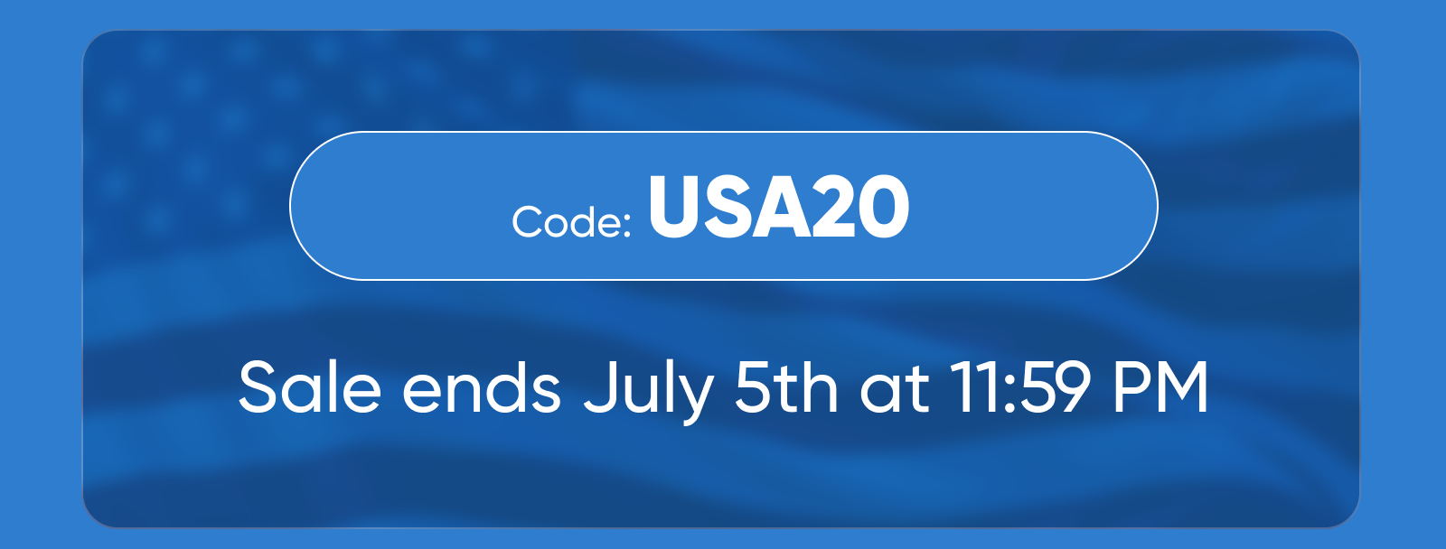 Code: USA20  Sale ends July 5th at 11:59 PM