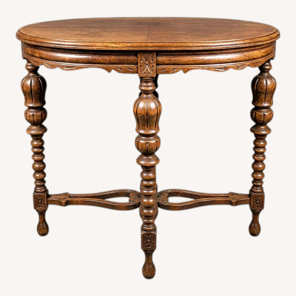 Image of Victorian Accent Table Carved Spindle Bobbin Legs