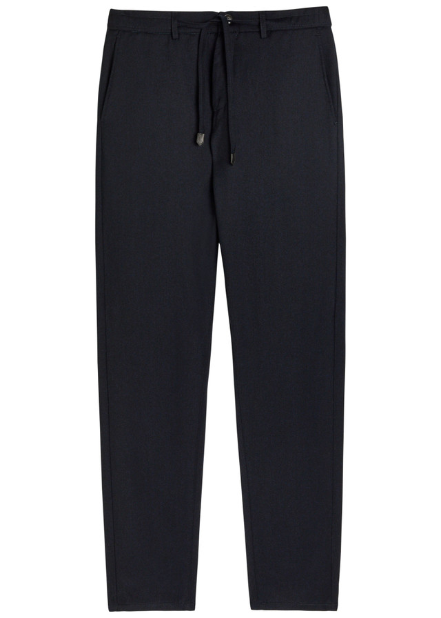 CANALI Drawstring slim straight-leg wool trousers
