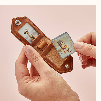 Luxury Leather Photo Keyring With Steel Inserts