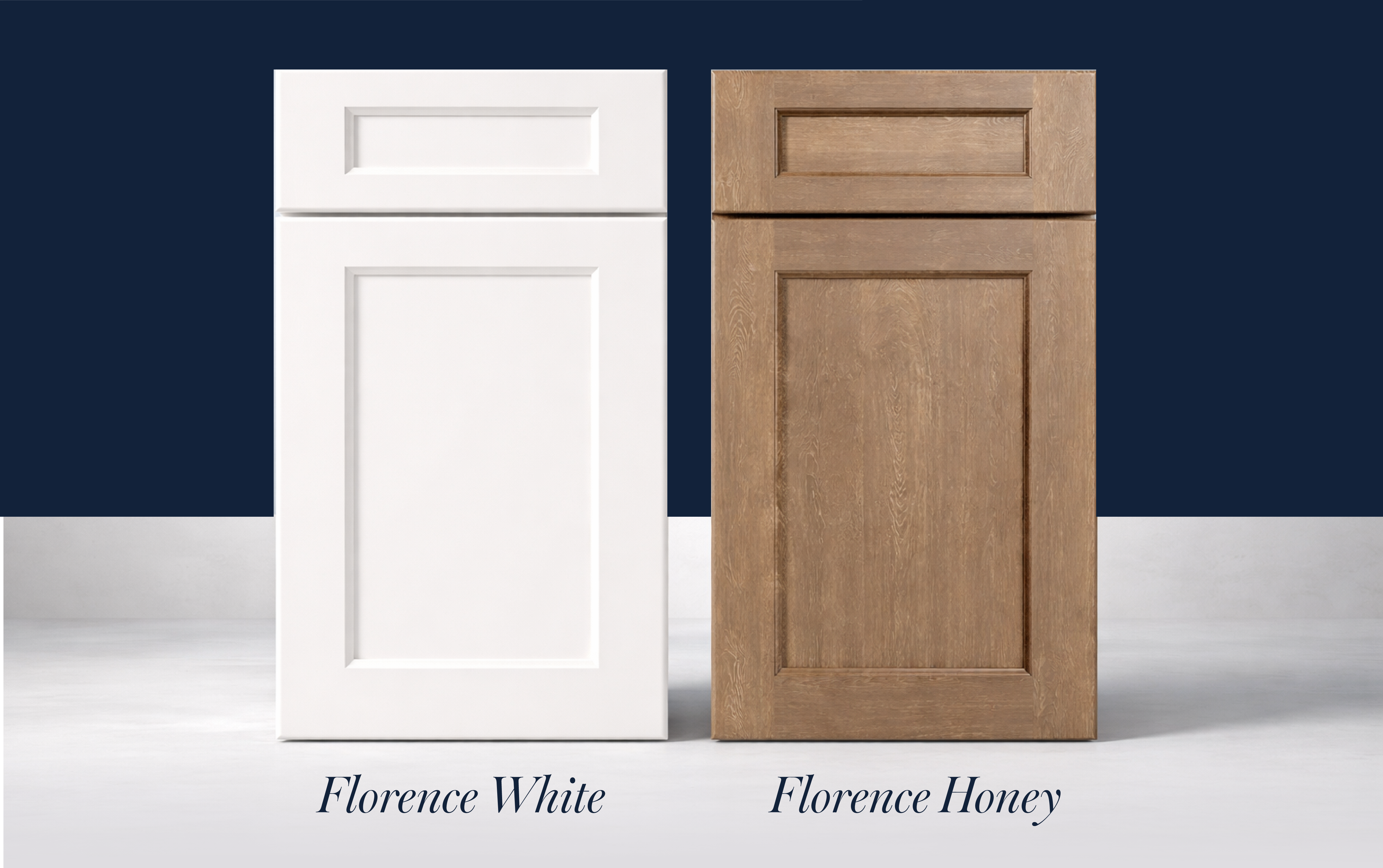 Florence White and Florence Honey Cabinets
