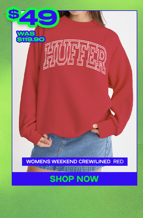 WMNS WEEKEND CREW/LINED RED