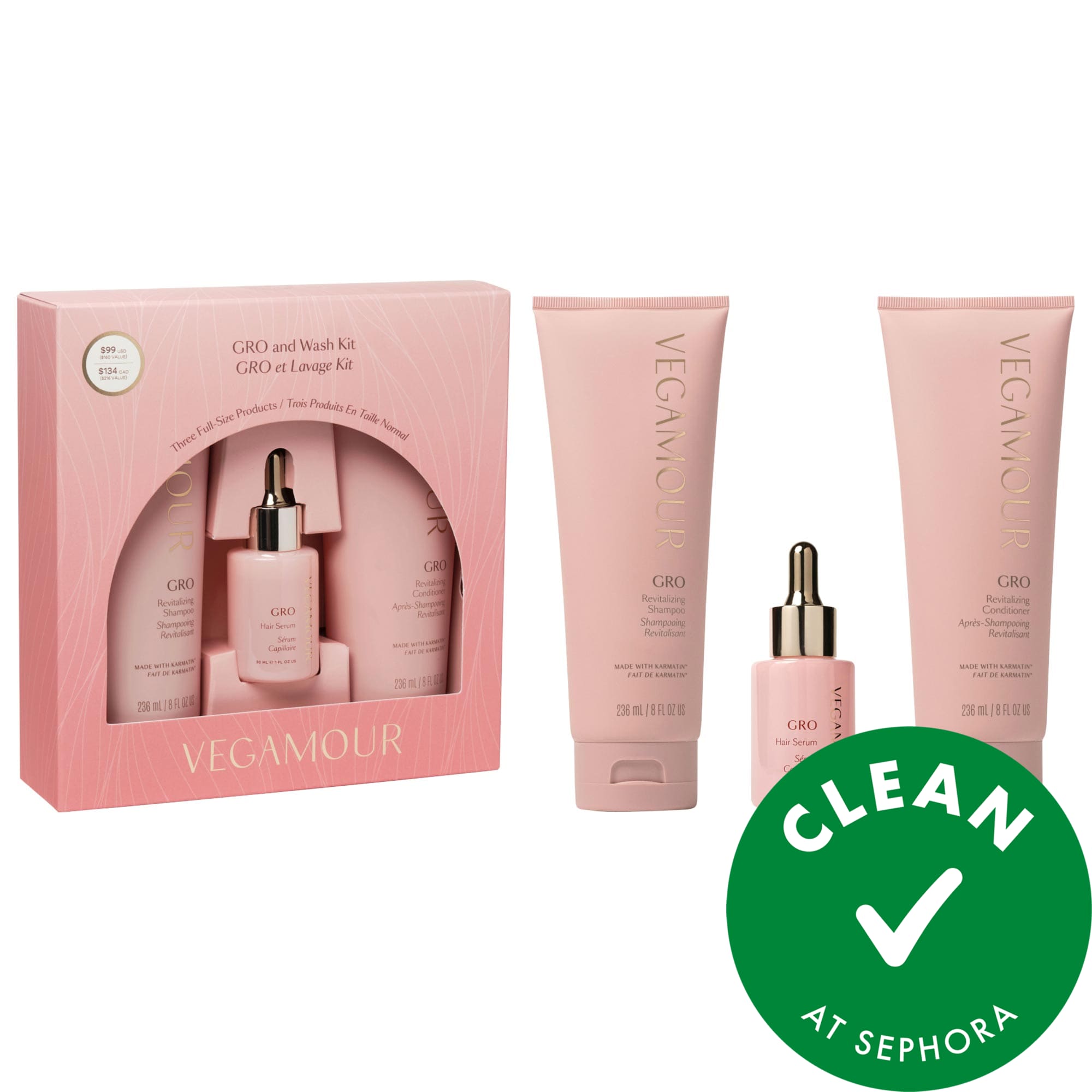 GRO Hair Serum and Shampoo & Conditioner Hair Gift Set