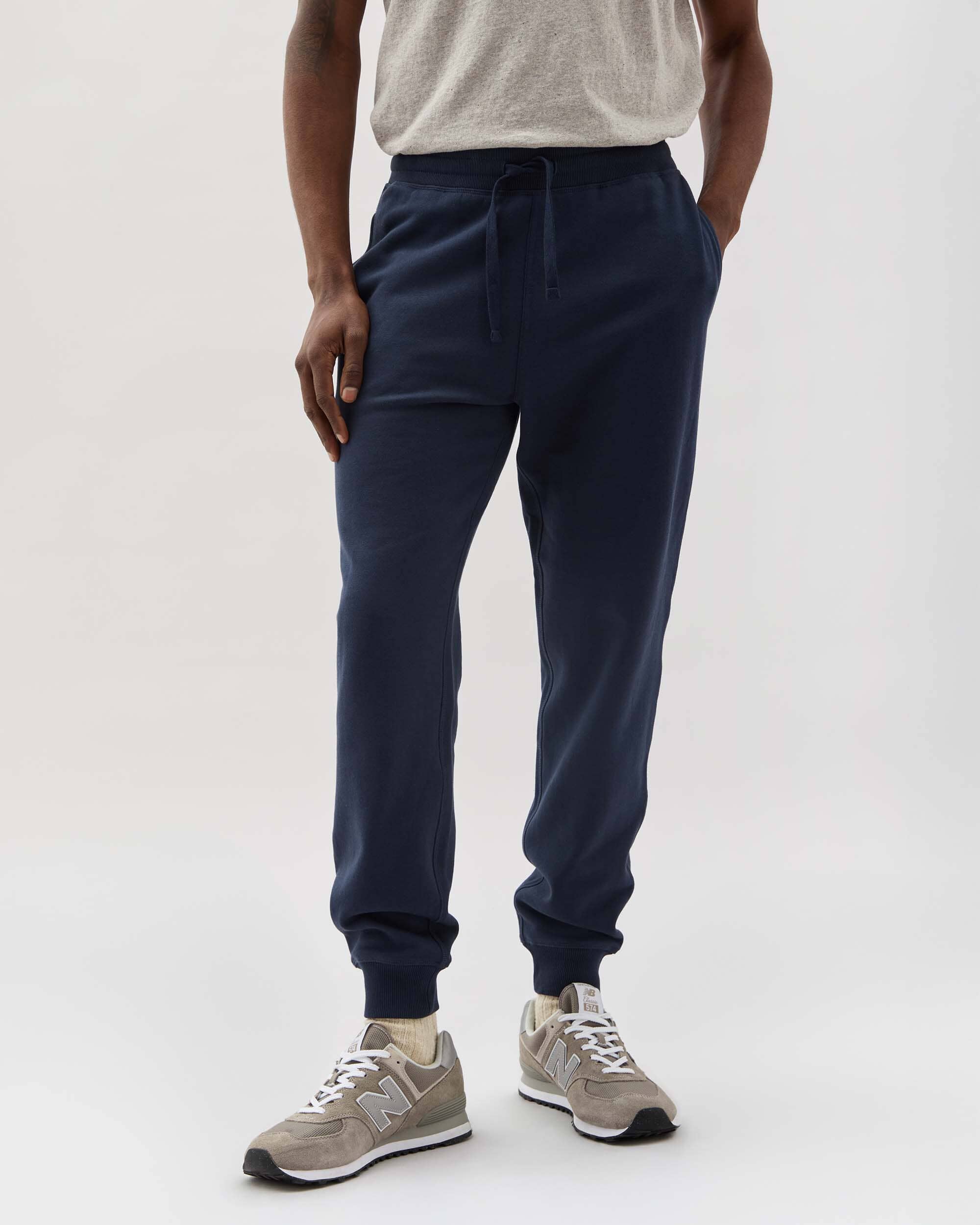 Image of Mens Recycled Fleece Tapered Sweatpant - Recycled Fleece - Blue Nights