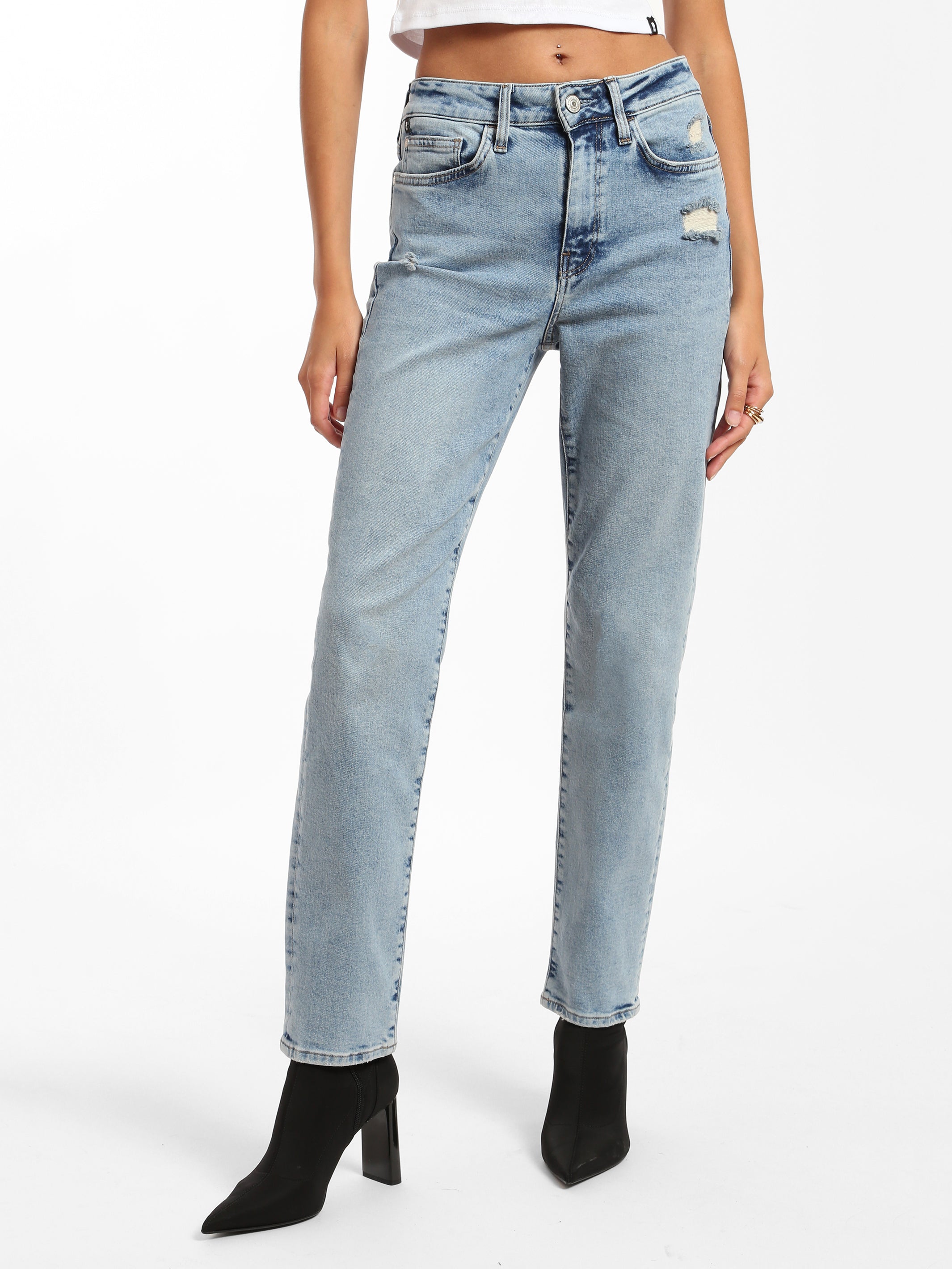 Image of Liberty Girlfriend Jeans in Light Destroyed Denim