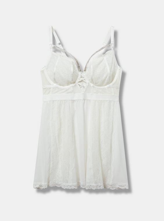Diamante Lace Underwire Babydoll