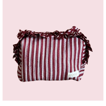 Hand Block Printed Ruffle Make Up Bag/Organiser