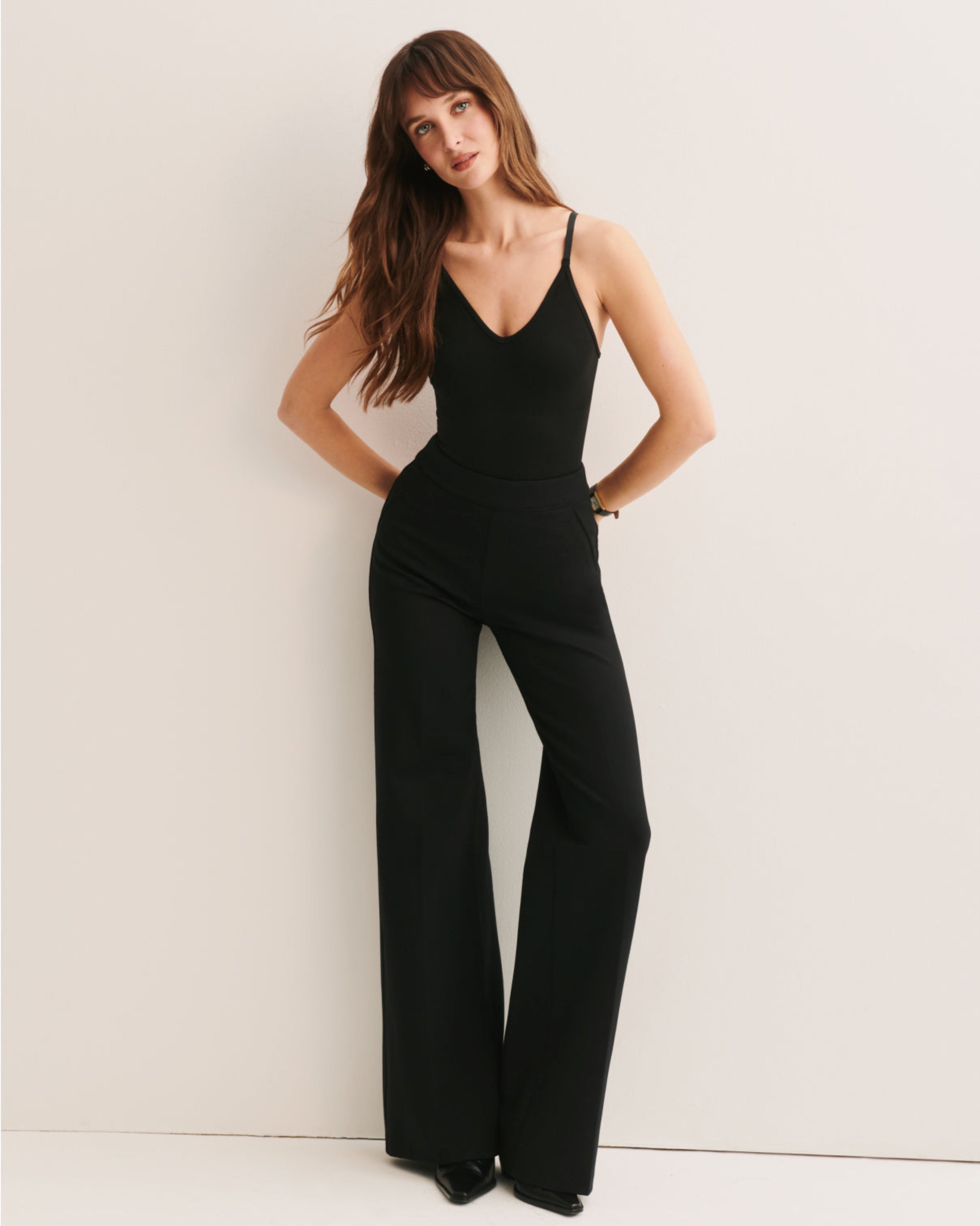 Image of Spanx Women's SPANXsupersmooth® PerfectFit Ponte Wide Leg Pants in Black