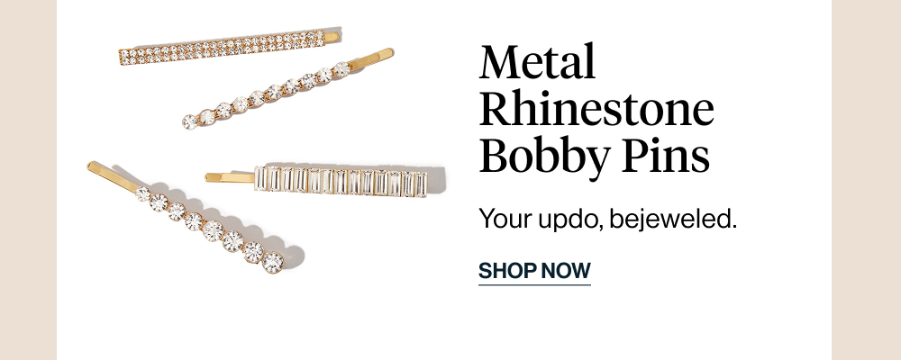 Metal Rhinestone Assorted Bobby Pins 4pc Set - Gold