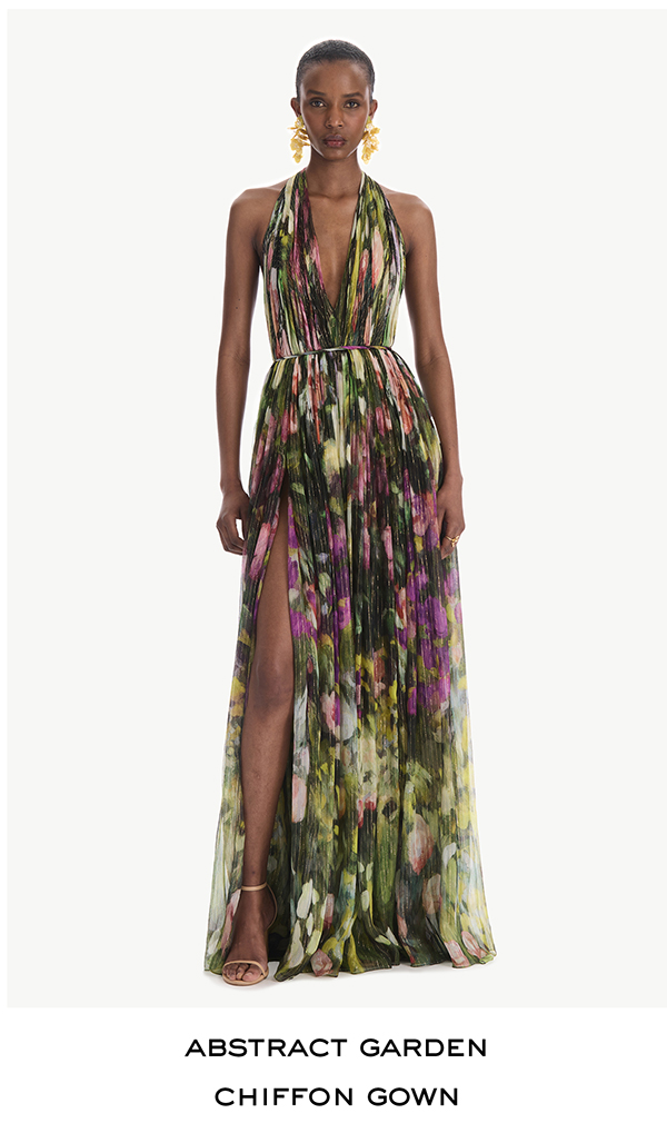Abstract Garden Chiffon Gown