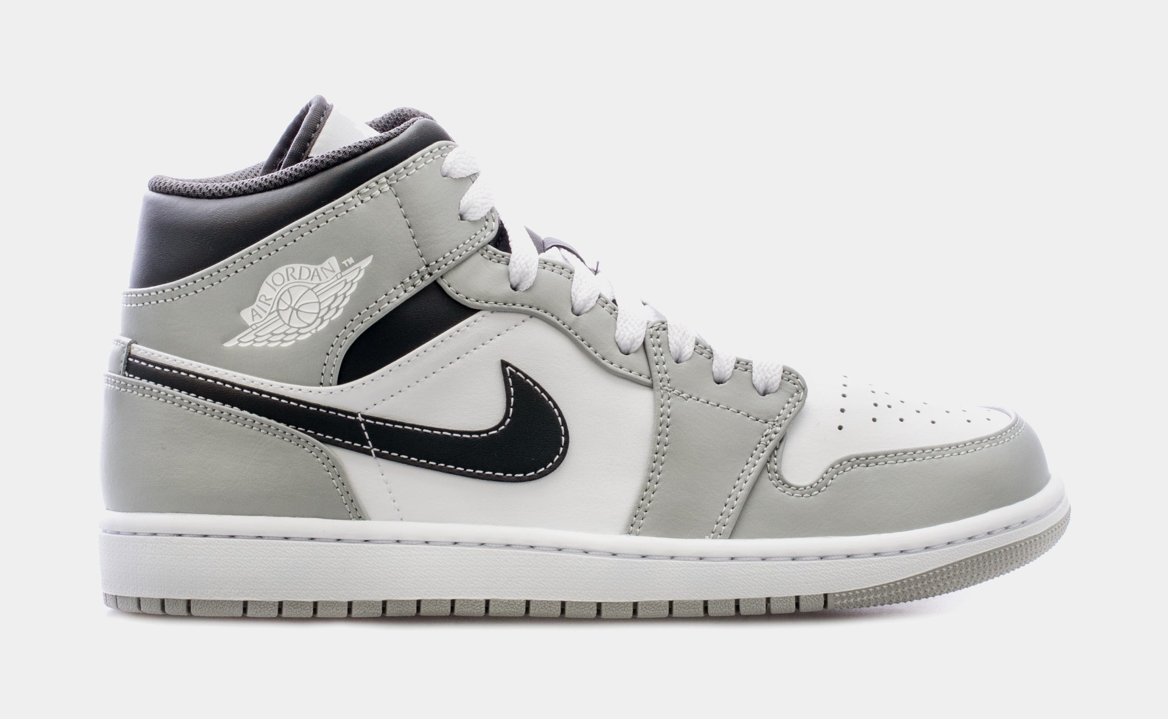Image of Air Jordan 1 Mid Mens Lifestyle Shoes (Light Smoke Grey/White/Anthracite)