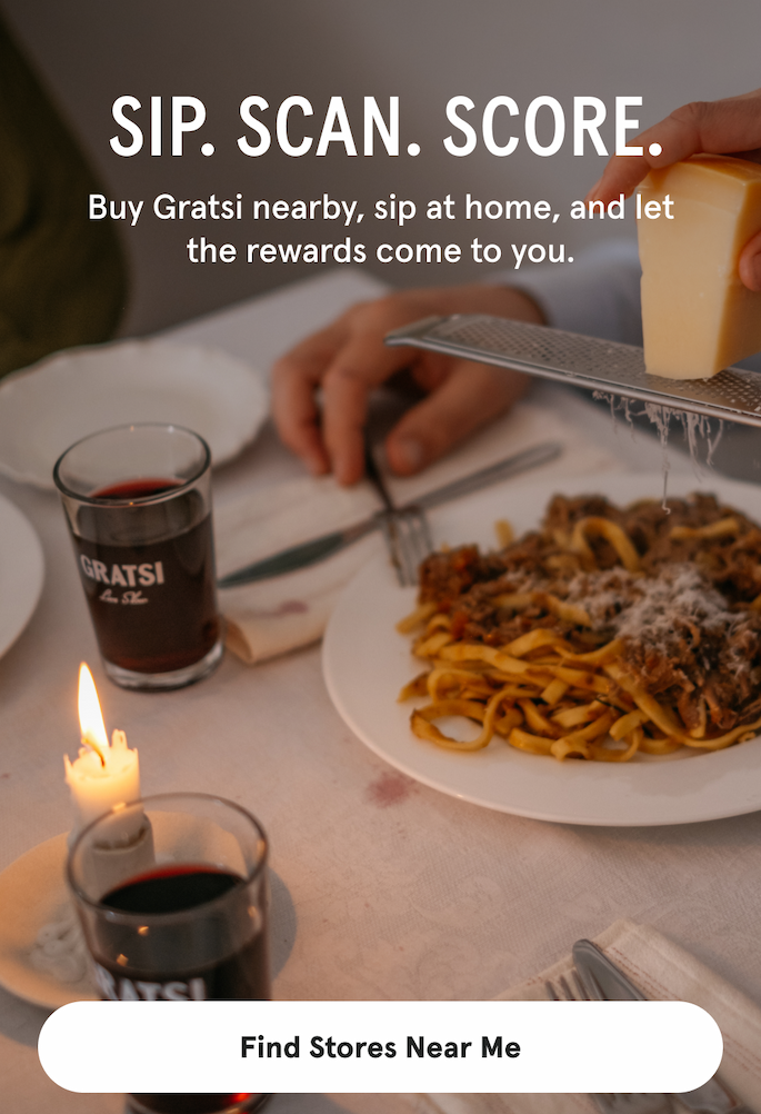 SIP. SCAN. SCORE. Buy Gratsi nearby, sip at home, and let the rewards come to you. [FIND STORES NEAR ME]