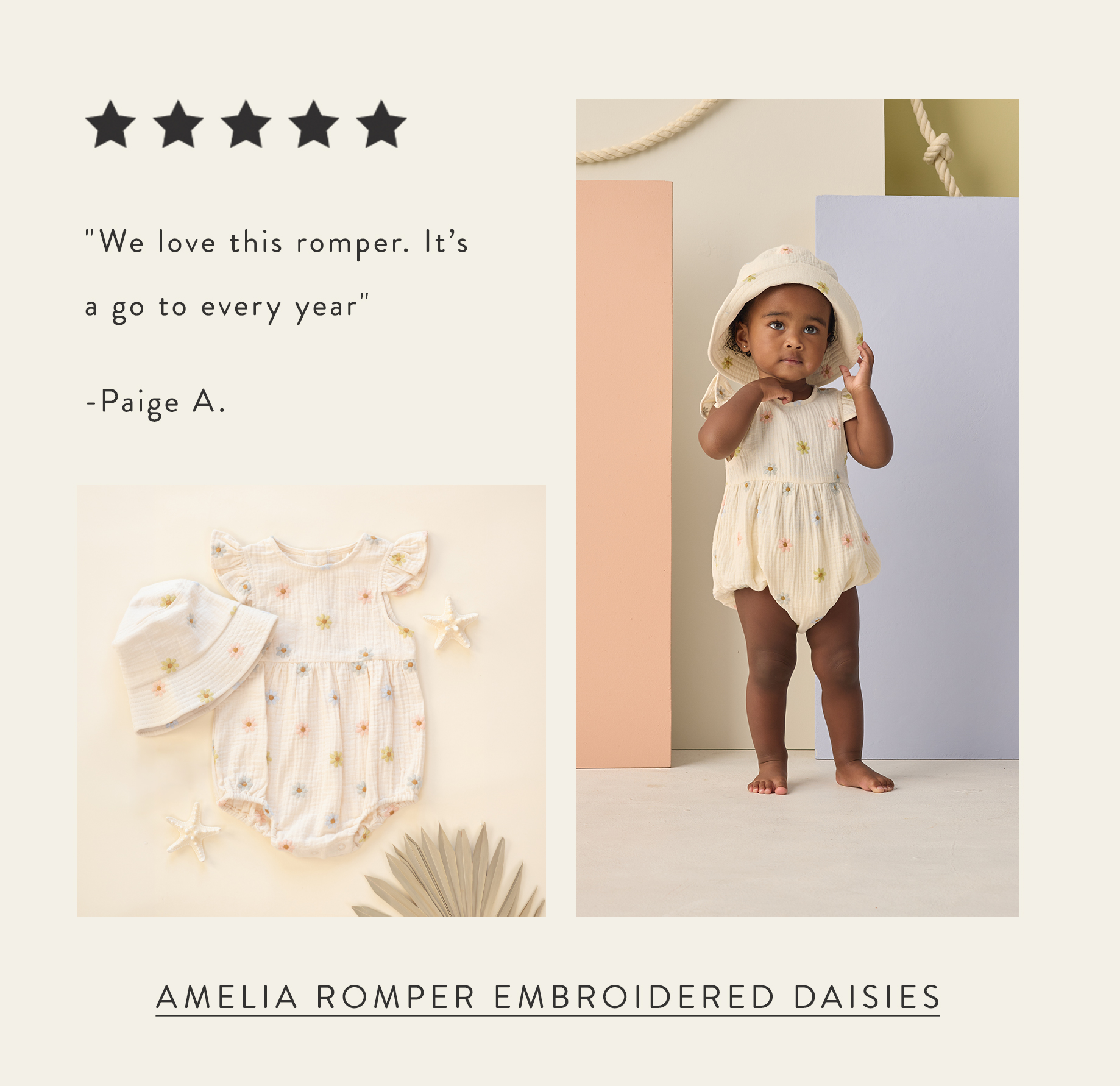 Amelia Romper Embroidered Daisies