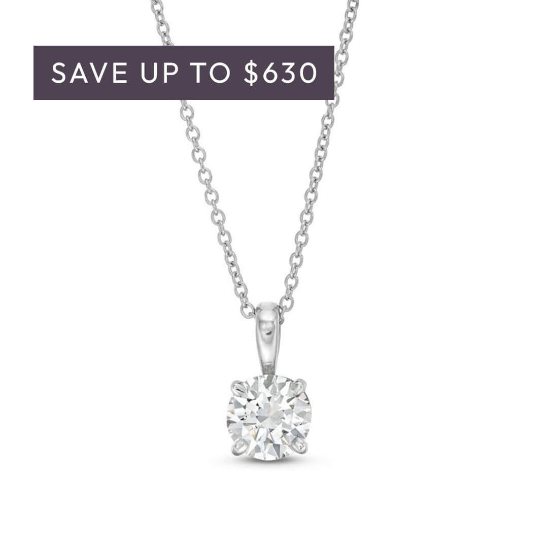 Four Prong Diamond Solitaire Pendant Necklace