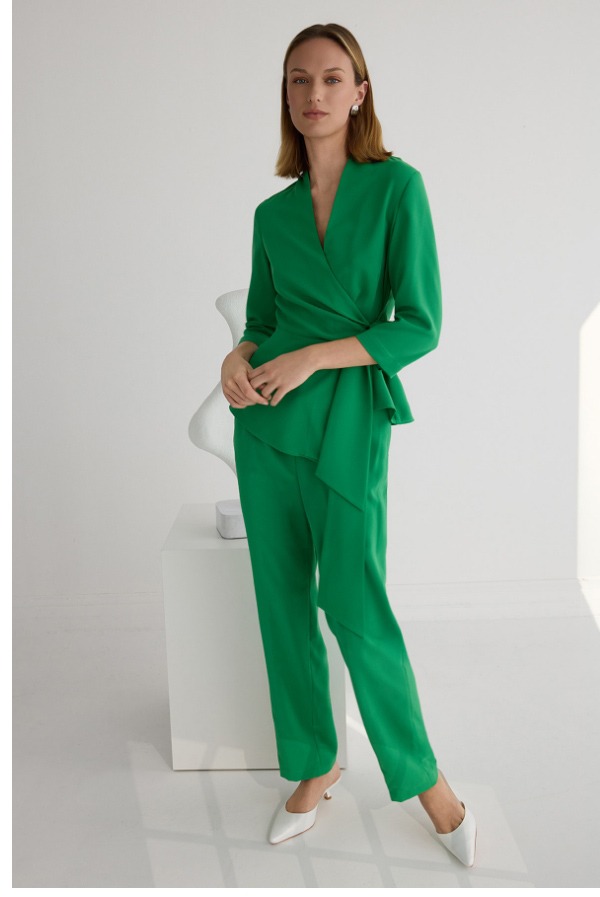 Crepe de Chine Wrap Blouse