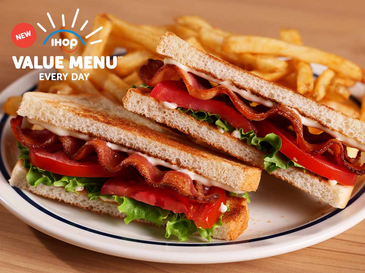 The Value Menu BLT on a plate with fries.