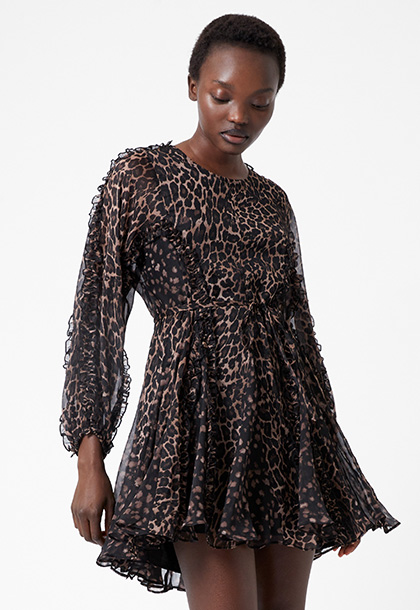 Leopard Ruffle Mini Dress